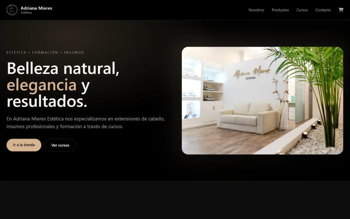 Portada de la tienda de Adriana Mieres, con su local y el acceso al catálogo